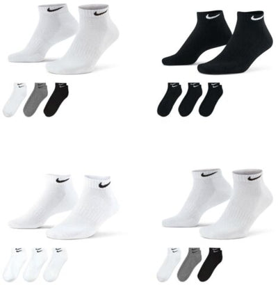 Nike Men's Women Socks 3 Pairs Low Cushioned Everyday Cotton Training Sports Socks