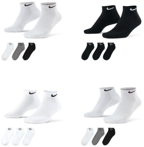 Nike Men s Women Socks 3 Pairs Low Cushioned Everyday Cotton Training Sports Socks