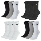 Nike Men's Women 3 Pairs Socks Cushion Crew Cotton Sports Gym Training Socks