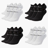 Nike Men's Women Socks 6 Pair No-Show Cushioned Everyday Cotton Gym Socks