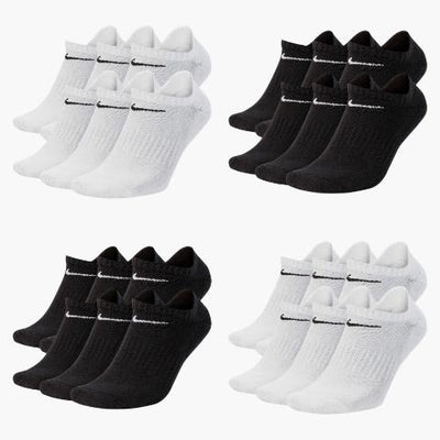 Nike Men's Women Socks 6 Pair No-Show Cushioned Everyday Cotton Gym Socks